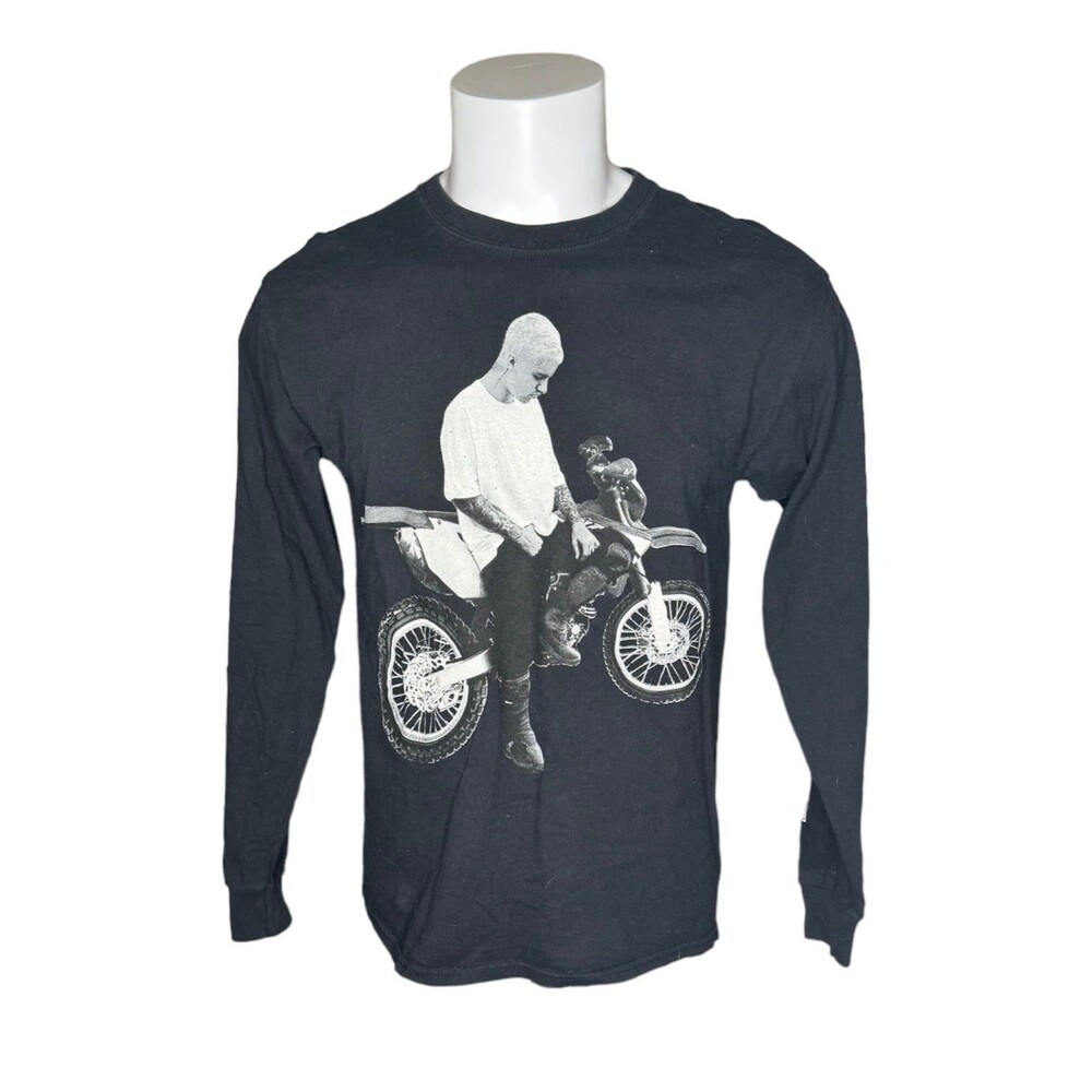 Pacsun Justin Bieber Stadium Tour Long Sleeve Tee Black Motorcycle Size Medium
